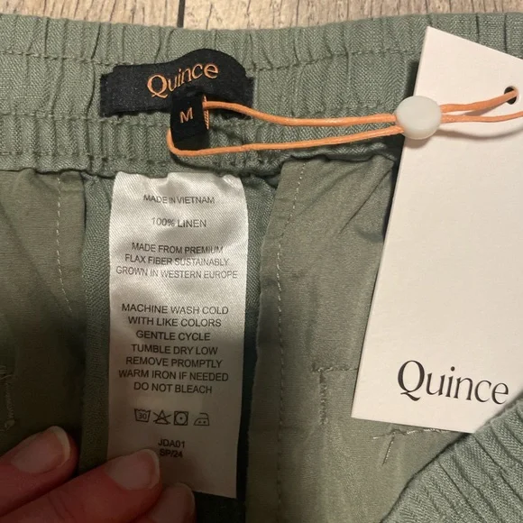 Quince Women’s Olive Green Linen Blend Drawstring Shorts - Picture 3 of 3